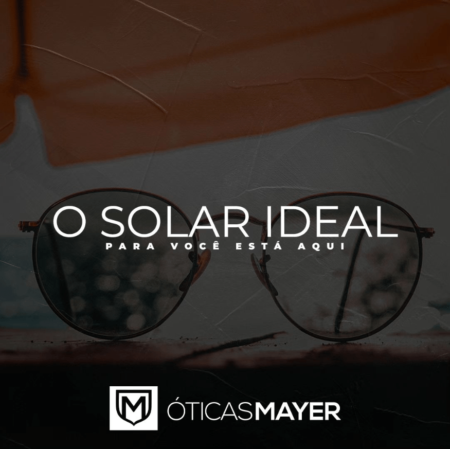 Óculos de sol com mensagem "O Solar Ideal Para Você Está Aqui"